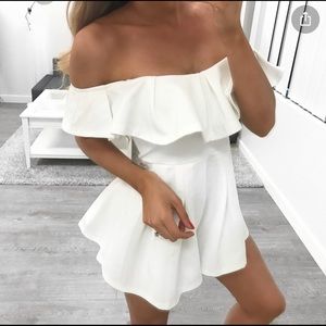 White off the shoulder romper